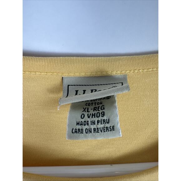 LL Bean 100% Supima Cotton Yellow Crew Neck Long Sleeve T-Shirt Size XL REG - Picture 3 of 7